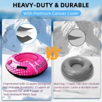 48"" Heavy-Duty Inflatable Snow Tube — Cold-Resistant with Canvas Cover, Padded Handles, Reinforced Bottom & Tow Rope, Ideal Winter Gift(m-3)