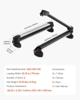 VEVOR Aluminum Ski & Snowboard Roof Rack — Holds up to 6 Pairs of Skis or 4 Snowboards, Universal Top-Mount Holders with Lock and Rubber Padding(m-7)