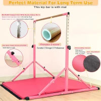 MARFULA Foldable Gymnastics Kip Bar Set – 5 ft Crossbar, 4 ft Inner Width, Adjustable 36""–60"" Height for Kids – Suitable for Home and Club Training(m-3)