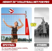 SPOYNAL 12FT/20FT Portable Freestanding Volleyball Net — Adjustable Height Practice Set with Carry Bag, PU Ball & Pump for Indoor/Outdoor Use(m-4)