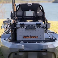 YakAttack BlackPak Pro 13in x 16in Kayak Fishing Crate – Battleship Grey, 4 TetherTube Rod Holders | Lightweight Durable Customizable(m-9)
