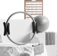 PhysKcal 15"" Pilates Ring Kit with Core Ball, 3 Mini Resistance Loops & 2 Flex Bands — Home Mat Pilates Essential Set(m-1)