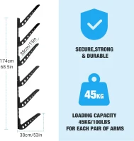 5 Board Surf Rack Wall Mount - Adjustable Wall Hangers for Surfboards, Wakeboards, Snowboards(m-3)