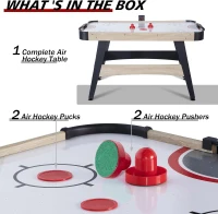 58-inch Air Hockey Table (Light Wood Grain) with Powerful Motor, Digital LED Scoreboard, Includes 2 Pucks & 2 Pushers — Home Game Room Arcade Table(m-6)