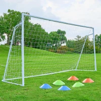 Steel Soccer Goal 6×4, 8×6 or 12×6 ft – 2"" Diameter Powder-Coated, Galvanized Frame with Training Target Net – Backyard Goal for Kids & Adults(m-1)