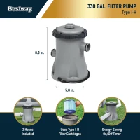 Bestway Steel Pro MAX 12' x 30"" Round Above-Ground Family Pool Set with Metal Frame, Liner and 330-Gallon Filter Pump – Gray(m-5)