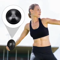 Deekin 2-Piece Training Set — 1.6 kg Rubber Discus + 12 lb Shot Put (Black) for School Track & Field Practice(m-2)