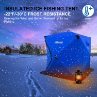 DARCHEN Insulated 3-Layer Pop-Up Ice Fishing Tent for 3–4 People — Thermal Shanty with Reinforced Skirt and Insulation(m-2)