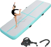 Portable Inflatable Air Gymnastics Mat — Air Tumble Track 6ft/10ft/13ft/16ft/20ft, 4"" or 8"" Thick, Electric Pump Included for Home, Cheer, Yoga, Pool & Beach(m-1)