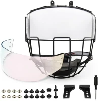 GY Hockey Helmet Cage and Face Shield Protector Combo — Steel Wire Cage with Polycarbonate Visor(m-1)