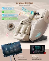 RELX 2026 Full-Body Massage Chair — 20-Mode Zero-Gravity SL-Track Shiatsu Recliner with Built-in Heat, Airbag Massage, Body Scan, Deep Yoga Stretch, Calfrest Extension & AI Control (Cream)(m-7)