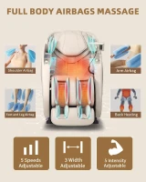 RelaxRelife Full-Body 4D Zero-Gravity Massage Chair with Body Scan, Intelligent Shiatsu Stretch, Heated Back & Legs, AI Voice Control, Bluetooth Speaker, Airbags and 135cm SL-Track — Beige(m-6)