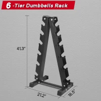 RitFit Rubber-Encased Hex Dumbbell Set with 6-Tier Rack (350 lb Total) — Coated Hand Weights for Complete Home Workouts(m-2)