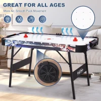 Portable Folding Air Hockey Table with Reliable 12V Motor and Digital LED Scorer — Includes 2 Pucks & 2 Strikers, Great for Families(m-5)