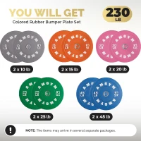 AMGYM 2-Inch Olympic Bumper Plate Set (10–500 lb Options) – Rubber Barbell Weight Plates for Home Gym, Strength Training, Multiple Colors(m-2)