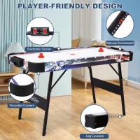 Portable Folding Air Hockey Table with Reliable 12V Motor and Digital LED Scorer — Includes 2 Pucks & 2 Strikers, Great for Families(m-4)