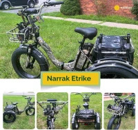 Narrak Folding Electric Tricycle for Adults — 750W (Peak 1350W), 48V13Ah UL Battery, 20x4"" Fat Tires, Differential Rear Motor, Hydraulic Brake System(m-7)
