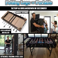 PartyLife 48"" Foosball Table with Folding Steel Legs, Optional LED Lighting, Smooth Play Surface(m-3)