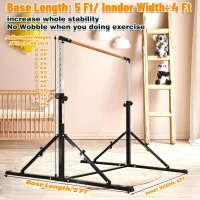 MARFULA Foldable Gymnastics Kip Bar – 4 ft Width (5 ft Base) Adjustable 36""–60"" Height, 400 lb Capacity with Fiberglass Crossbar, Foldable Design & Mats for Kids, Home and Club(m-4)