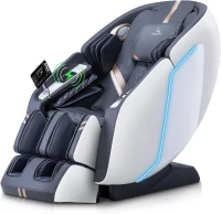 MassaMAX 4D Full-Body Massage Chair with Zero Gravity, Extendable Footrest, SL-Track, 15 Programs, AI Voice Control, Yoga Stretch, Foot Rollers, Lumbar & Calf Heating, Includes Cover (White)(m-1)