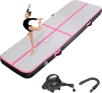 Air Tumble Track Mat with Electric Pump - Inflatable Gymnastics Mat 10ft/13ft/16ft/20ft, 4in or 8in Thick - Portable, Waterproof for Home Training, Cheer & Pool Use(m-1)