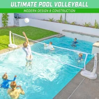GoSports Splash Net PRO Pool Volleyball Set - Adjustable Water Volleyball Net with 2 Water Balls and Pump, Fits Most Inground Pools(m-2)