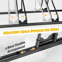 CyclingDeal Floor Bike Rack for Up to 6 Bicycles | Indoor/Home/Garage Parking Stand with Tire Grooves (up to 29""), Dual Holding Plates & Adjustable Spacing(m-4)
