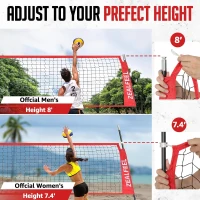 12ft/20ft Height-Adjustable Freestanding Volleyball Training Net for Backyard, Portable Pop-Up Practice System with Carry Bag(m-3)