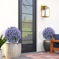 HOMCOM 2 Pack 1.3ft Artificial Ball Eucalyptus Topiary with Ground Stake, UV Resistant Faux Greenery for Indoor Outdoor(m-10)