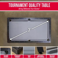 GoSports 7 ft Wood-Finish Pool Table — Rustic Black Frame with Gray Felt (7 x 4 ft)(m-2)