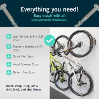 StoreYourBoard Wall-Mounted Swivel Bike Rack – 120° Rotating Vertical Garage Hanger with Stopper for Kids and BMX Bikes(m-4)