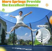 ORCC Outdoor Trampoline 8–16FT, 1200 lb Static Load Capacity, Galvanized Frame with Thick Pad and Safety Enclosure for Kids & Adults(m-6)