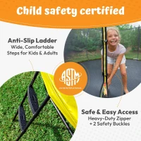 Jumpzylla 8FT–16FT Outdoor Trampoline with Enclosure & Ladder — ASTM F381-16 Certified | Anti-Corrosion Coated Frame for Kids & Adults(m-6)