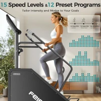 FEIERDUN Commercial-Grade Stair Climber for Home Gym with LED Display, 15-Speed Levels, Cardio & Lower-Body Trainer, 660 lb Capacity, 24–164 Steps/Min(m-5)