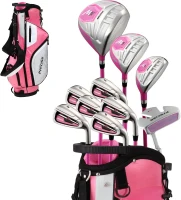 Precise M5 Women's Golf Club Set — Right-Handed, Pink: 460cc Titanium Driver, #3 Fairway, 21° Hybrid, #5-PW Stainless Irons, Putter, Stand Bag, 3 Headcovers(m-1)