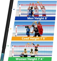 Outdoor Heavy-Duty Volleyball Net Set with Anti-Sag Design, Adjustable Aluminum Telescoping Poles, Portable for Backyard, Grass & Beach(m-4)