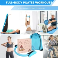 Home Pilates Essentials Kit for Women — 9"" Yoga Ball, Figure-8 Resistance Band, Pilates Ring & Accessories, Beginner-Friendly Set(m-7)