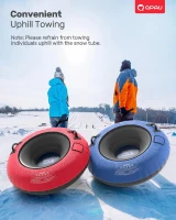 QPAU 48"" Heavy-Duty Snow Tube with Premium Canvas Cover — 2-Pack Inflatable Sled for Kids & Adults, Thickened Bottom, Detachable Tow Leash(m-7)