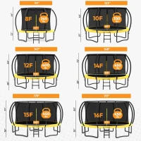 Jumpzylla 8FT–16FT Outdoor Trampoline with Enclosure & Ladder — ASTM F381-16 Certified | Anti-Corrosion Coated Frame for Kids & Adults(m-8)