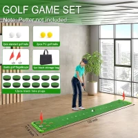 Sagsewful Golf Putting Pong Set – Foldable Crystal Velvet Putting Mat with Front Borders, 4 Balls, 2 Flags & Cups, Portable Bag – Indoor/Outdoor(m-5)