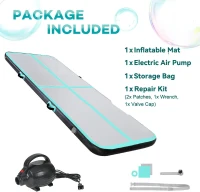 Portable Inflatable Gymnastics Air Track — 6ft/10ft/13ft/16ft/20ft, 4in or 8in Thickness with Included Electric Pump — Ideal for Training, Cheer, Yoga, Pool and Beach(m-7)