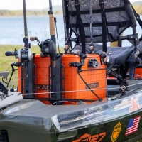YakAttack BlackPak Pro 13in x 16in Kayak Fishing Crate – Orange, 4 TetherTube Rod Holders | Lightweight Durable Customizable (Made in USA)(m-9)