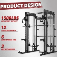 RitFit M1 & M1 Pro Smith Machine with Cable Crossover – Multifunction Power Cage, Squat Rack and Home Gym System(m-6)