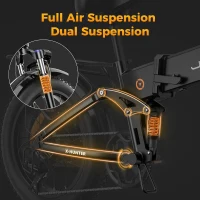 Jasion X-Hunter Foldable Electric Bike — 1400W Peak Motor, 30 MPH Top Speed, 70+ Mile Range, 624Wh Removable Battery, 20""x4"" Fat Tires, Full Suspension, 7-Speed E-Bike for Adults(m-5)