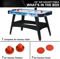 58-inch Air Hockey Table (Blue) with Powerful Motor, Digital LED Scoreboard, Includes 2 Pucks & 2 Pushers — Arcade-Style Home Game Room Table(m-6)