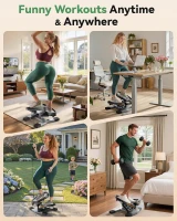 Sportsroyals Mini Twist Stepper with Resistance Bands – Compact Home Step Machine for Full-Body Workouts, Quiet Hydraulic, 350+ lb Capacity(m-9)