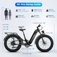 Aipas M1 Pro Fat Tire Electric Bike — 1800W Peak, 110Nm Torque, 48V 17.5Ah Removable Battery, 26x4.0"" Tires, Full Suspension, 36 MPH, 7 Gears(m-7)