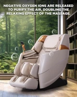 Oversize 4D Full-Body Massage Chair - Zero Gravity Recliner with 135cm SL-Track, O2 Ionizer, Motorized Calf Extension, Kneading, Yoga Stretch, Back Heating, 20 Modes (Ivory)(m-3)