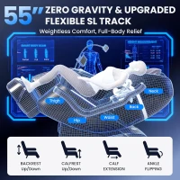 Space Walk & Ankle Stretch 4D Massage Chair — Zero Gravity SL-Track Shiatsu Recliner with Electric Calfrest Extension, Foot Rollers & AI Voice (S002 Black)(m-5)
