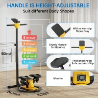 Twist Stepper Machine with Adjustable Handlebar and 360° Waist-Twist Function, Quiet Mini Stair Stepper with LCD and 300 lb Capacity(m-5)